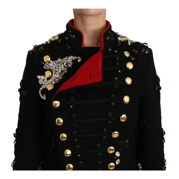 Dolce & Gabbana Black Wool Crystal Baroque Coat Jacket - Picture 5 of 5